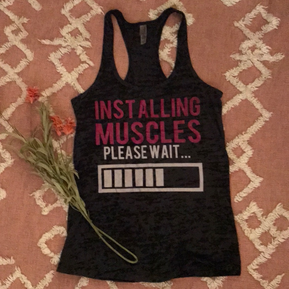 Racerback tank “Installing Muscles Please Wait...”